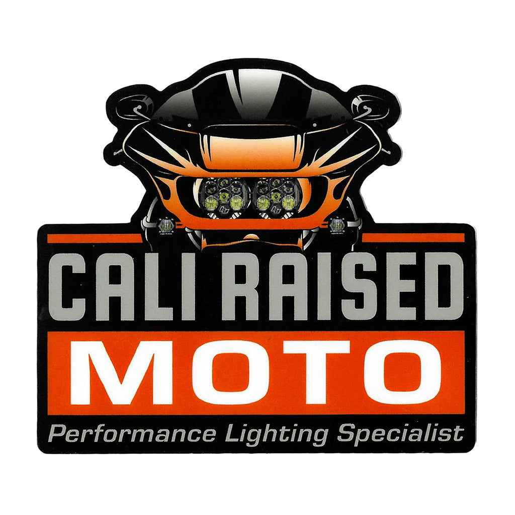Cali Raised Moto w/ Baja Design Lights Vinyl Decal 4 x 3.5