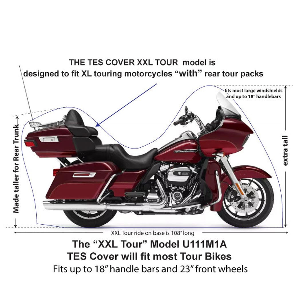 XXL-Tour Enclosed Motorcycle Cover Large Touring W/Tour Pack - U111M1C