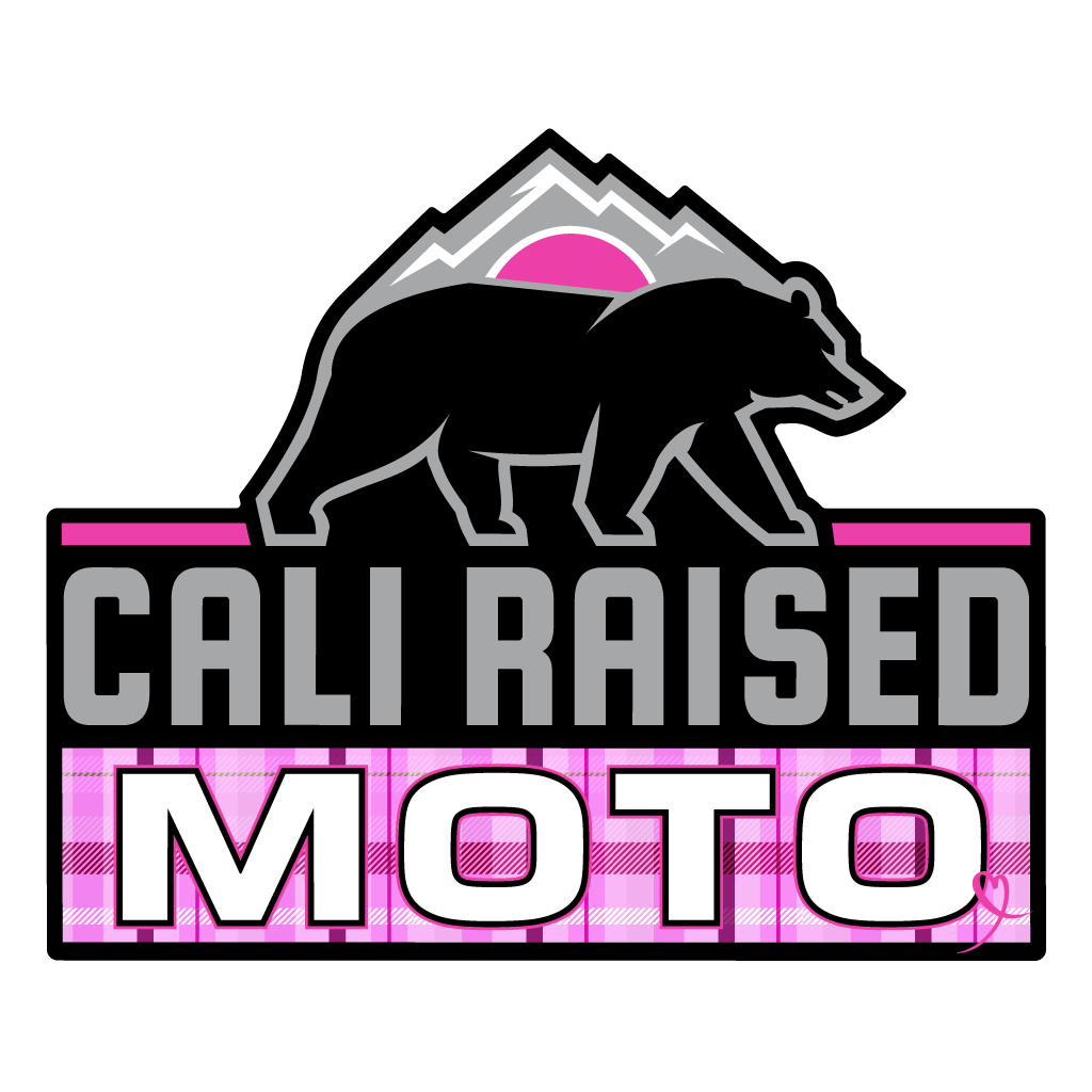 Cali Raised Moto PINK PLAID Vinyl Decal 4.5 x 3.25