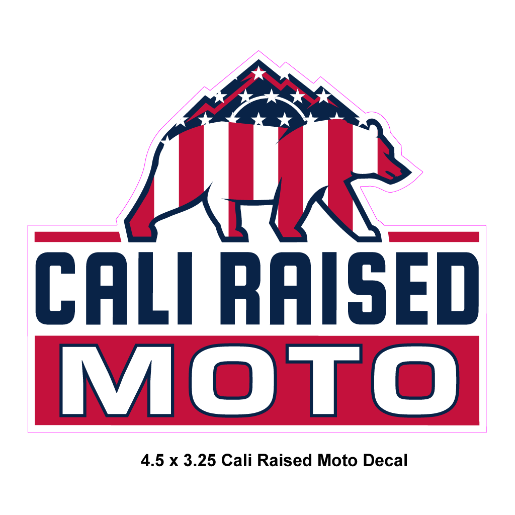 Cali Raised Moto Patriotic Vinyl Decal 4.5 x 3.25